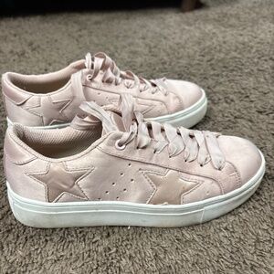 Pink satin sneakers size 6